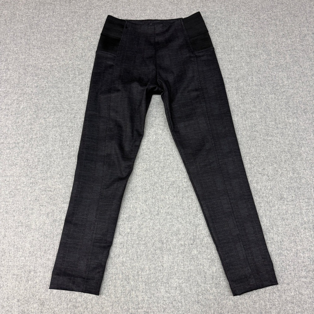 Shinestar Plaid Leggings Small Gray Black Elastic Waist Tapered Pants SP7564B